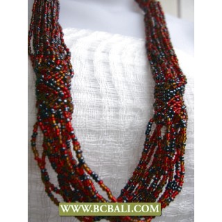 Red and Black Long Braided Necklaces Squins